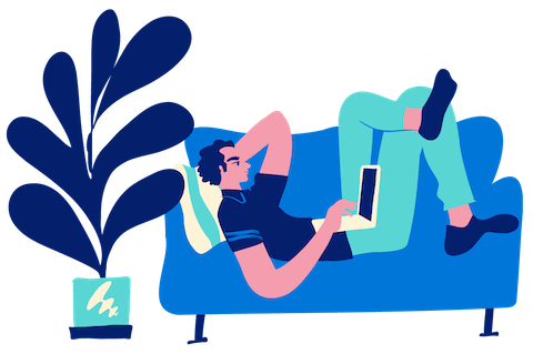 Grafiikka: Ihminen sohvalla