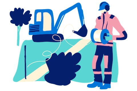 Grafiikka: Kuituverkkoasentaja kentällä